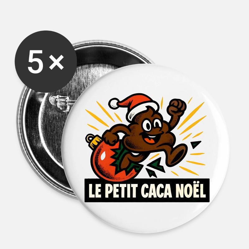 Der kleine Weihnachtskot - Buttons klein 25 mm (5er Pack) - Weiß