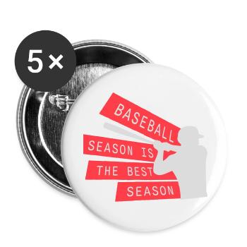 La saison de baseball est la meilleure saison des sports de fans - Lot de 5 petits badges (25 mm) - blanc - Devant