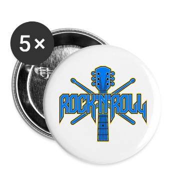 Rock & Roll Gitarrenemblem - Buttons klein 25 mm (5er Pack) - Weiß - Vorne