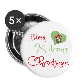 K-Drama Christmas Romance de Noël - Lot de 5 petits badges (25 mm) - blanc - Devant
