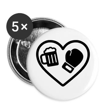 Heart Boxing Bier - Buttons klein 25 mm (5er Pack) - Weiß - Vorne
