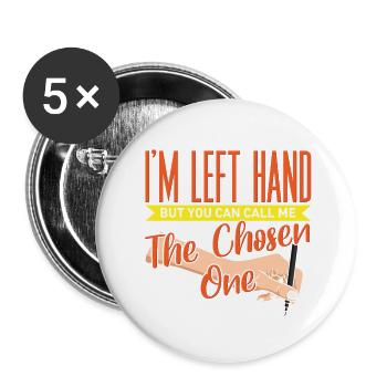 Drôle de design gaucher Élu Gaucher - Lot de 5 petits badges (25 mm) - blanc - Devant