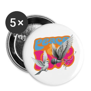 DOVE INTERVIEW - peace & love - Buttons small 1''/25 mm (5-pack) - white - Front