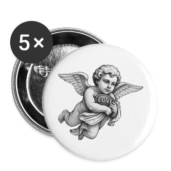 CUPIDON CHERUB - black & white - Lot de 5 petits badges (25 mm) - blanc - Devant