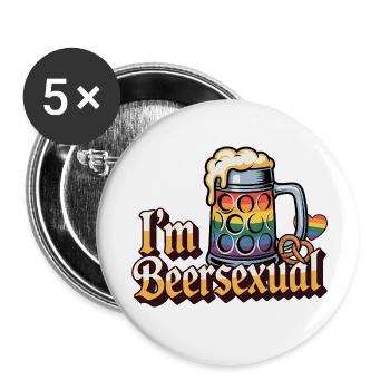 I'm Beersexual - Cool Beer Logo - Buttons small 1''/25 mm (5-pack) - white - Front