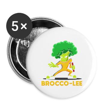 Brocco-Lee Martial Arts Pun Funny Broccoli Art Tee - Buttons klein 25 mm (5er Pack) - Weiß - Vorne