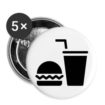 Restauration rapide, burgers, food trucks - Lot de 5 petits badges (25 mm) - blanc - Devant