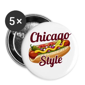 Chicago Style Hot Dog Classic Food  - Buttons small 1''/25 mm (5-pack) - white - Front