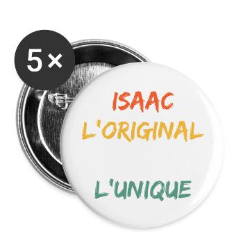 Isaac Original Le Vrai L'Unique - Lot de 5 petits badges (25 mm) - blanc - Devant
