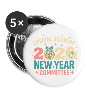 New Year 2020 Disco Committee - Buttons small 1''/25 mm (5-pack) - white - Front