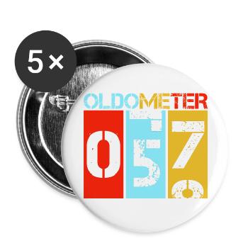 Oldometer 57 Retro 57th Birthday Gift Dad Father - Buttons small 1''/25 mm (5-pack) - white - Front