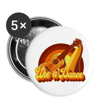 Hawaiian Ukulele Uke Retro 70s - Buttons small 1''/25 mm (5-pack) - white - Front