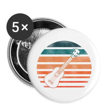 Hawaiian Ukulele Uke Retro Vintage - Buttons small 1''/25 mm (5-pack) - white - Front