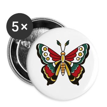 Schmetterling Butterfly Illustration bunt modern - Buttons klein 25 mm (5er Pack) - Weiß - Vorne