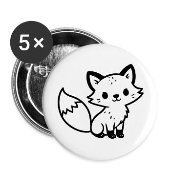 renard mignon - Lot de 5 petits badges (25 mm) - blanc - Devant