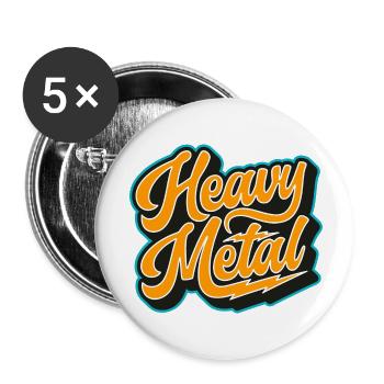 Heavy Metal Bold Script Logo - Buttons klein 25 mm (5er Pack) - Weiß - Vorne