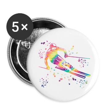 Ski alpin Sports d’hiver Ski nordique - Lot de 5 petits badges (25 mm) - blanc - Devant
