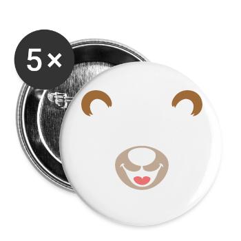 Bär | Big Face Kostüm Karneval Verkleidung - Buttons klein 25 mm (5er Pack) - Weiß - Vorne