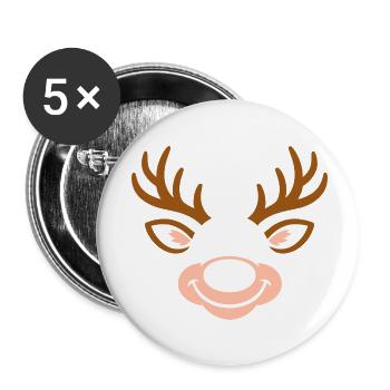 Hirsch | Big Face Kostüm Karneval Verkleidung - Buttons klein 25 mm (5er Pack) - Weiß - Vorne