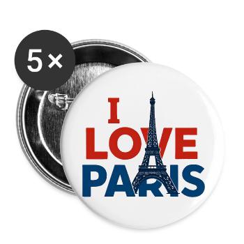 I love Paris - Buttons small 1''/25 mm (5-pack) - white - Front