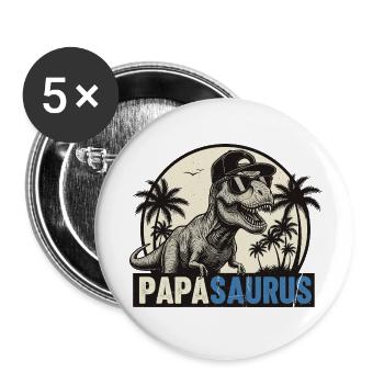Papasaurus – Cool T-Rex Father Design - Lot de 5 petits badges (25 mm) - blanc - Devant