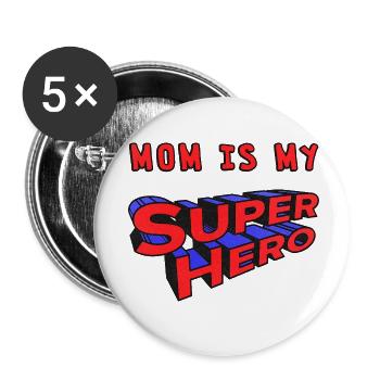 Maman est ma super-héroïne - Lot de 5 petits badges (25 mm) - blanc - Devant