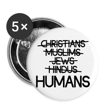 Les humains avant la religion - Message - Lot de 5 petits badges (25 mm) - blanc - Devant