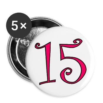 15. 15 YEARS. 15th ANNIVERSARY. 15 YEAR ANNIVERSARY. - Buttons small 1''/25 mm (5-pack) - white - Front