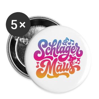Schlager Maus - Schlagermaus - Schlagermusik - Buttons small 1''/25 mm (5-pack) - white - Front