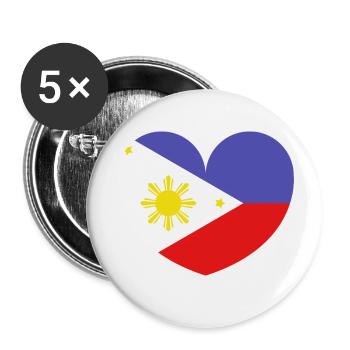 Drapeau du cœur des Philippines - Lot de 5 petits badges (25 mm) - blanc - Devant