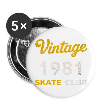 Vintage 1981 Skate Club Retro Geburtsjahr - Buttons klein 25 mm (5er Pack) - Weiß - Vorne