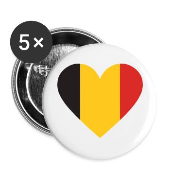 Humour,Belge, belgique, drapeau, frite, frites - Lot de 5 petits badges (25 mm) - blanc - Devant