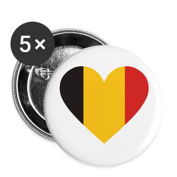 Belgische Herz-Trikolore - Buttons klein 25 mm (5er Pack) - Weiß - Vorne