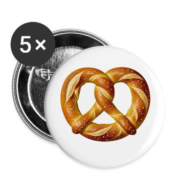 Brezel Bäcker Kostüm Backwaren Bäckerei Karneval  - Buttons klein 25 mm (5er Pack) - Weiß - Vorne