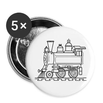 Style de bande dessinée ferroviaire - Lot de 5 petits badges (25 mm) - blanc - Devant