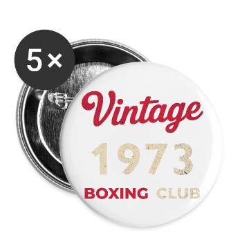 Vintage 1973 – Année de naissance rétro du Boxing Club - Lot de 5 petits badges (25 mm) - blanc - Devant