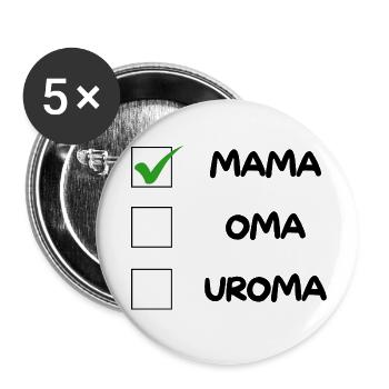 Liste de contrôle MAMA - Lot de 5 petits badges (25 mm) - blanc - Devant