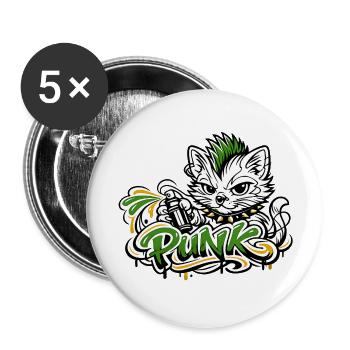 Punkkatz Graffiti Mohawk - Buttons klein 25 mm (5er Pack) - Weiß - Vorne