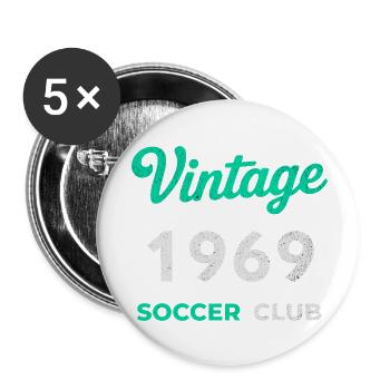 Vintage 1969 – Soccer Club Retro Geburtsjahr - Buttons klein 25 mm (5er Pack) - Weiß - Vorne