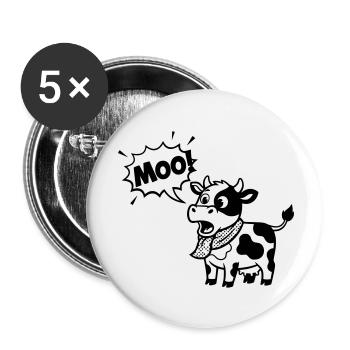 Bulle de dialogue comique Drôle de Vache meugement - Lot de 5 petits badges (25 mm) - blanc - Devant