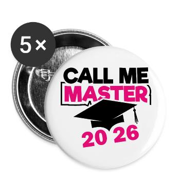 Abschluss Promotion Master Sponsion 2026 - Buttons klein 25 mm (5er Pack) - Weiß - Vorne