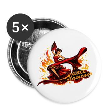 Flamenco Tänzerin mit Feuer und Fächer  - Buttons klein 25 mm (5er Pack) - Weiß - Vorne