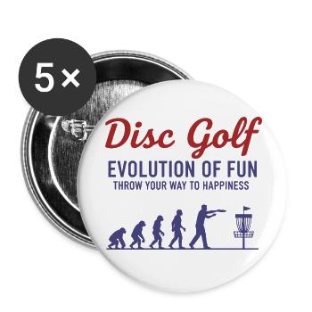 Disc Golf Evolution Of Fun Throw Your Way - Buttons small 1''/25 mm (5-pack) - white - Front