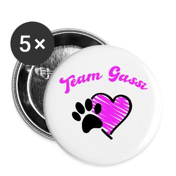 Team Gassi Hund Herz Liebe - Buttons klein 25 mm (5er Pack) - Weiß - Vorne