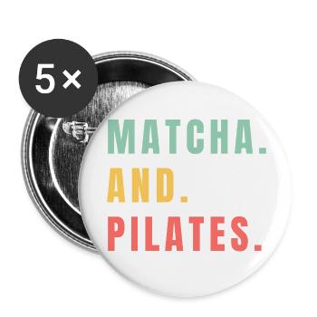 MATCHA AND PILATES - Buttons klein 25 mm (5er Pack) - Weiß - Vorne