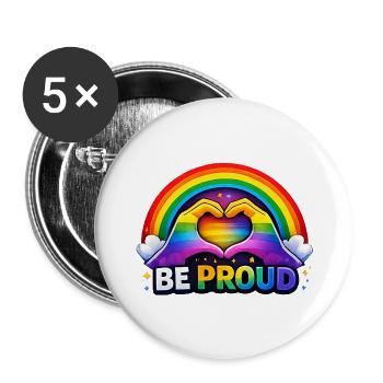 Fierté du cœur arc-en-ciel - Lot de 5 petits badges (25 mm) - blanc - Devant