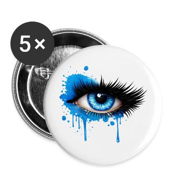 Blaues Auge im Graffiti Stil  - Buttons klein 25 mm (5er Pack) - Weiß - Vorne