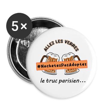 Allez_les_verres_hashtag_adoption_animale - Buttons small 1''/25 mm (5-pack) - white - Front