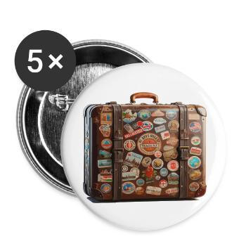 Stickergepäck Reisekoffer Collage - Buttons klein 25 mm (5er Pack) - Weiß - Vorne