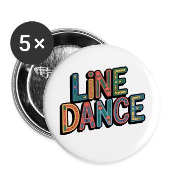 Line Dance Western Schriftzug - Buttons klein 25 mm (5er Pack) - Weiß - Vorne